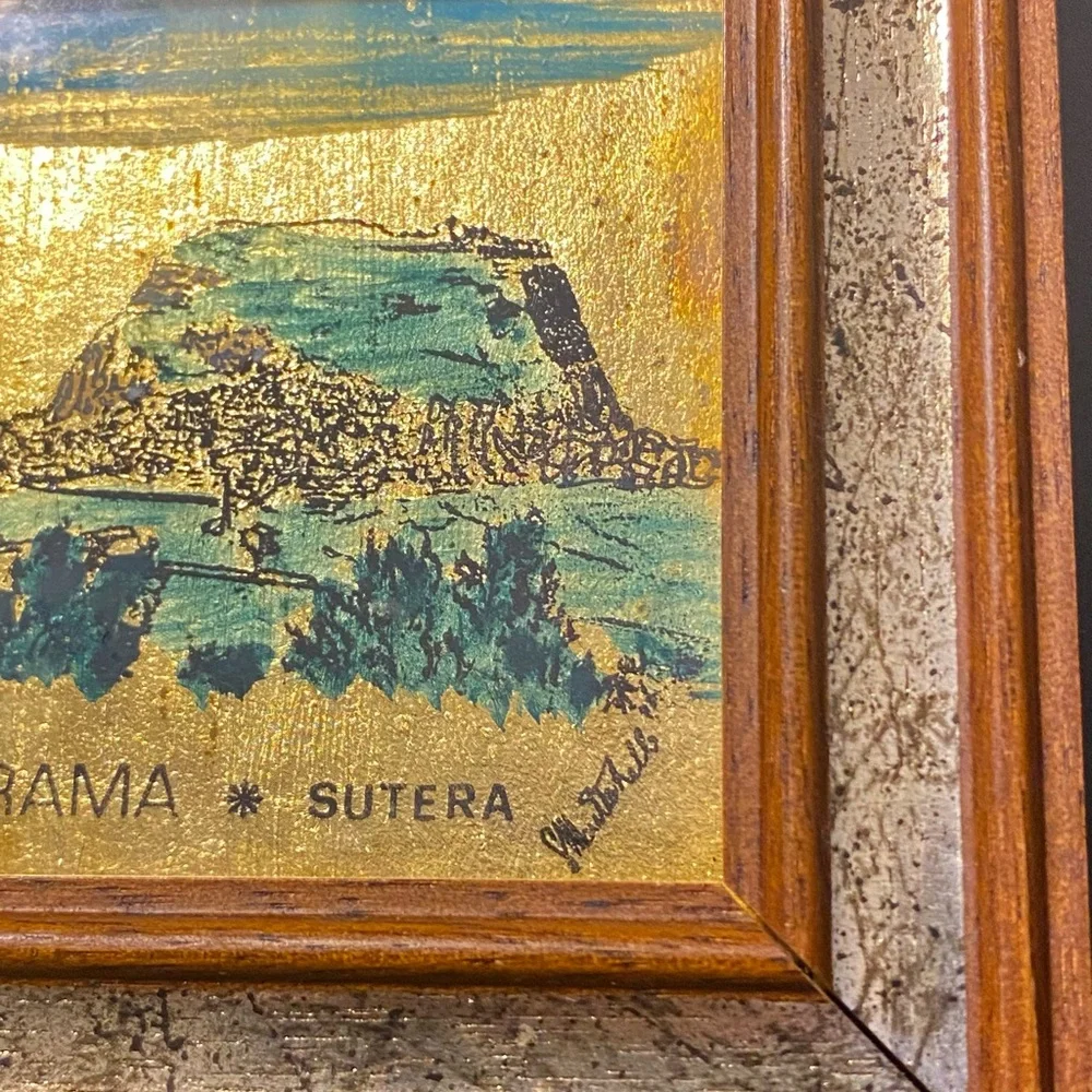 Mini Picture Hand Painted 23 K Gold Leaf Signed Italian Florentine Wall Gallery